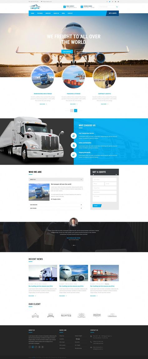 ZT Logistic created for logistics, trucking, transportation companies and small freight business. It comes with wide range of homepage layouts that will fit any transportation industry size. Weathe... #webdesigncompany Logistics Website Design, Transportation Industry, Dropshipping Store, Creative Web Design, International Development, Creative Services, Shopify Dropshipping, Homepage Layout, Shopify Website