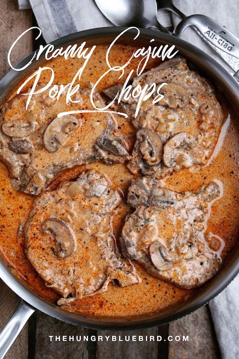 bay Cajun Pork Chops, Pork Chops Smothered, Cajun Pork, Cajun Cream Sauce, Keto Pork, Smothered Pork Chops, One Skillet Meals, Cajun Recipes, Pork Chop Recipes