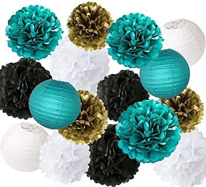 Black Gold Party Decorations, Teal Wedding Decorations, Teal Baby Shower, Wedding Teal, Black And Gold Party Decorations, Teal Party, Black Party Decorations, Tiffany Bridal Shower, Gold Bachelorette Party