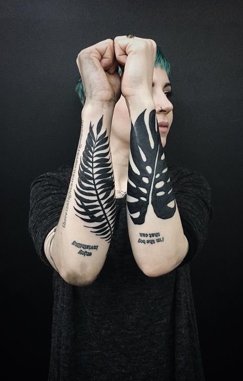 Tattoo by Antoine Larrey Blatt Tattoos, Fitness Tattoo, Leaf Tattoo, Blackout Tattoo, Plant Tattoo, Botanical Tattoo, Nature Tattoos, Symbolic Tattoos, Skin Art