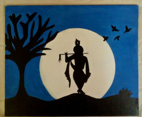 Canvas Painting Ideas God Krishna, Kanha Simple Drawing, Shri Krishna Canvas Painting, Shri Krishna Painting On Canvas, Krishna Easy Canvas Painting, Shri Krishna Mandala Art, Simple Radha Krishna Painting On Canvas, Simple God Paintings, Shivji Painting On Canvas Easy