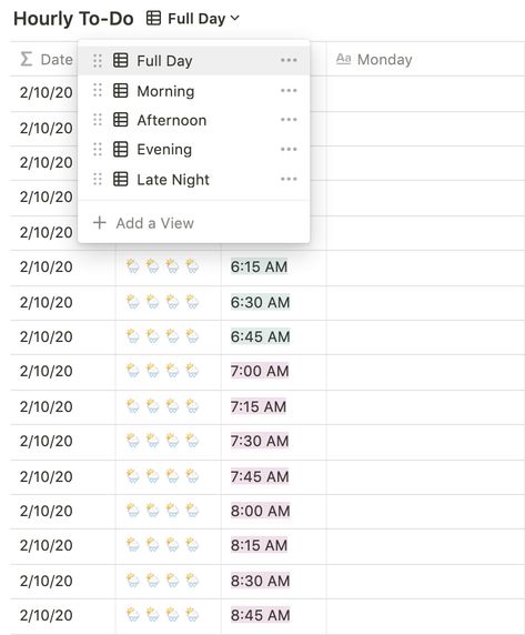 A Huge 15-Minute Interval Weekly Planner In Notion — Red Gregory Daily Schedule Notion, Notion Hourly Schedule Template, Notion Daily Schedule, Notion Day Planner, Notion Daily Planner Template, Notion Schedule, Notion Daily Planner, Notion Weekly Planner, Notion Organization