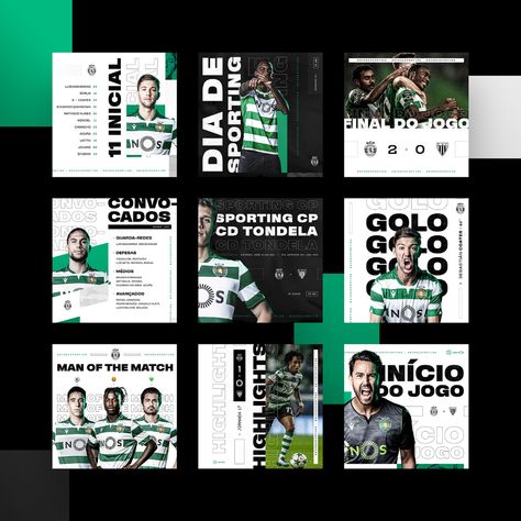 Soccer Design Graphics, Soccer Social Media, Soccer Template, Sporting Cp, 잡지 레이아웃, Sports Design Ideas, Instagram Feed Planner, Sport Branding, Social Media Branding Design