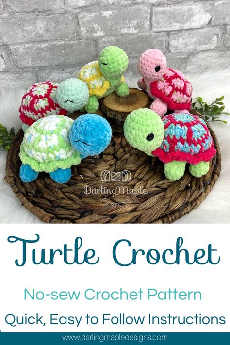 Crochet Pattern Fun, Popular Amigurumi Free Pattern, Easy Crochet Critters, Box Turtle Crochet Pattern, Easy Crochet Turtle For Beginners, No Sew Crochet Turtle Pattern, Amigurumi Turtle Free Pattern Easy, Land Turtle Crochet Pattern, Mini Turtle Amigurumi Free Pattern