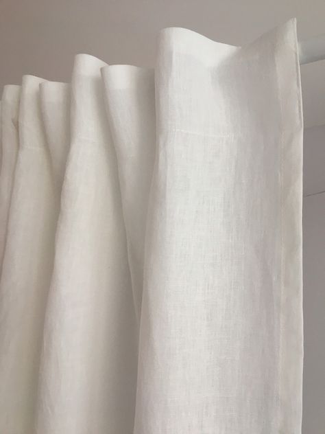 Textured Linen Curtains, White Linen Shower Curtain, Light Linen Curtains, White Linen Curtains Bedroom, Ivory Curtains Bedroom, Cotton Curtains Bedroom, White Curtain Ideas, Off White Curtains Living Room, Bedroom White Curtains