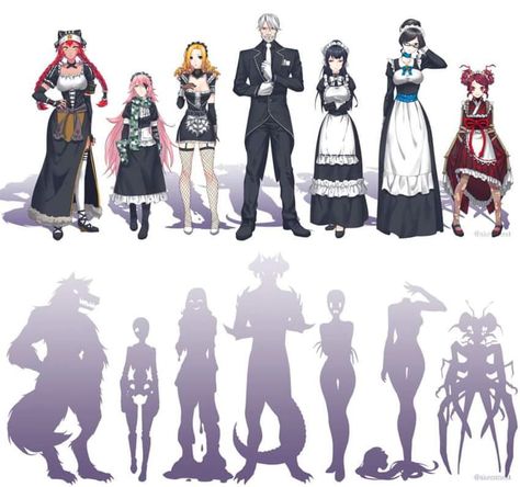 The pleiades maids and Sebas (plus their true forms) Anime Monsters, Monster Girl, Fanarts Anime, All Anime, Anime Comics, Character Design Inspiration, Anime Fanart, Anime Memes, Anime Funny