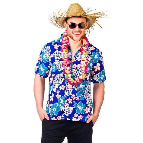 Hawaiian Costume - EM-3206 Hawaiian Themed Outfits, Hawaiian Costumes, Hawaiian Fancy Dress, Hawaiian Costume, Outfits Cold Weather, Paris Ideas, Hawaiian Shirt Outfit, Luau Outfits, Lobster Shirt