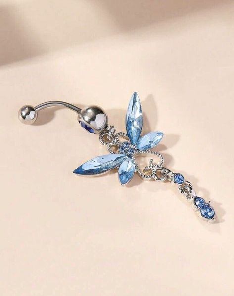 Blue Dragonfly Belly Bar / Belly Ring- Blue Body Piercing Jewellery  | eBay Blue Belly Piercing, Belly Button Piercing Cute, Summer Jewlery, Belly Piercings, Belly Bar, Piercing Jewellery, Dangle Belly Rings, Blue Dragonfly, Belly Bars