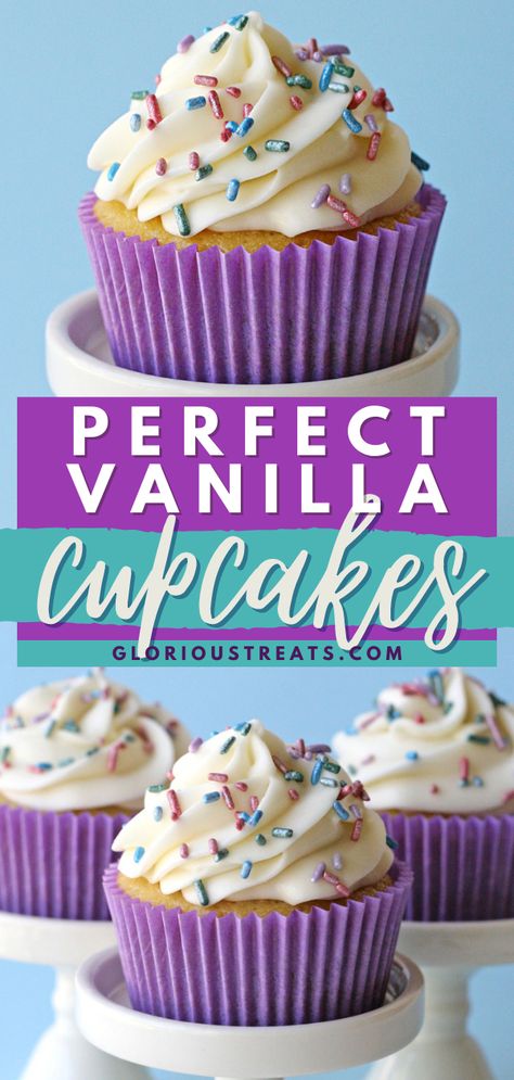 Perfect Vanilla Cupcakes Recipe, homemade cupcakes, easy dessert recipes Cupcake Recipe Ideas, Vanilla Cupcakes Recipe, Cupcake Recipes From Scratch, Baking List, Fun Cupcake Recipes, Easy Cupcake Recipes, Vanilla Cupcake Recipe, Homemade Cupcakes, Baking Recipe