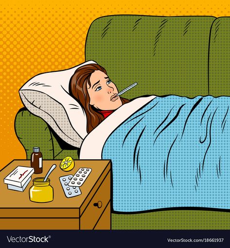 Sick Girl, Retro Vector Illustration, Pop Art Retro, Retro Vector, Comic Book Style, Book Style, Comic Collection, Feeling Sick, Girls Illustration