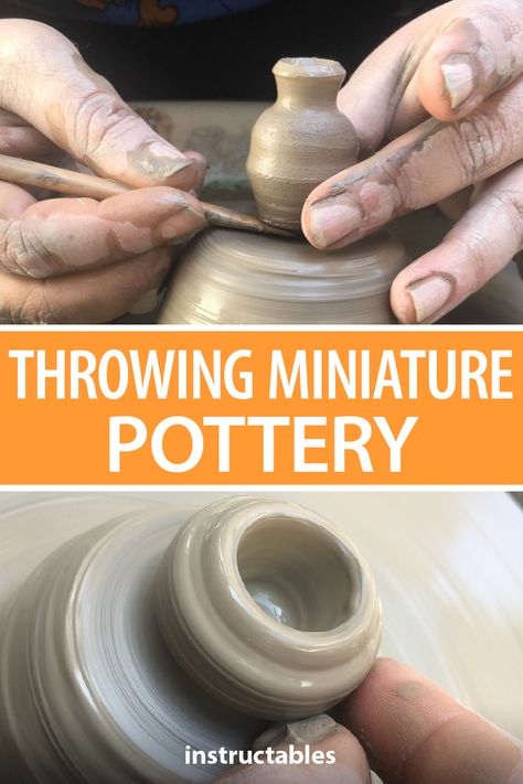 Miniature Pottery Clay Tutorials, Tiny Clay Pots, Tiny Pottery Wheel, Ceramic Bud Vases Pottery, Miniature Pottery Wheel, Mini Pottery Wheel Ideas, Mini Pottery Ideas, Mini Ceramic Ideas, Pottery Miniatures