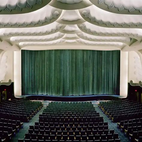 The picture-perfect Raj Mandir Cinema in Jaipur. Those green curtains! Photo by Stephan Zaubitzer | Instagram Curtain Theatre, Theatre Interior, Green Curtains, April 21, Jaipur, Picture Perfect, Color Design, Shades, Curtains