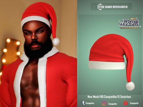 The Sims Resource - Santa Hat (Adult) Sims 4 Seasons, Sims 4 Toddler, Christmas Accessories, Electronic Art, Ts4 Cc, Sims 4 Cc, The Sims Resource, Sims 4 Mods, Christmas Hat