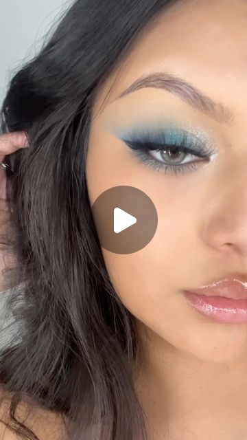 g.torres💋 on Instagram: "🦋🦋🦋🦋 @glamlite rick and morty eyeshadow palette  @lillylashes in style Mykonos lite @just4kira Citha hazel contacts code: G.torres20  #makeup #eyeshadowtutorial #eyeshadow #makeupreels #eyeshadow #eyeshadowreels #beginnerfriendlymakeup #blueeyeshadow" Eyeshadow To Go With Blue Dress, Easy Light Blue Eyeshadow Looks, Blue Sparkly Eyeshadow Looks, Blue Eyeshadow For Brown Eyes Tutorial, Light Fury Makeup, Grey Blue Eyes Makeup, Soft Smokey Eye Makeup Blue Eyes, Blue Eyeshadow Blue Eyes, Light Blue Eyeshadow Looks