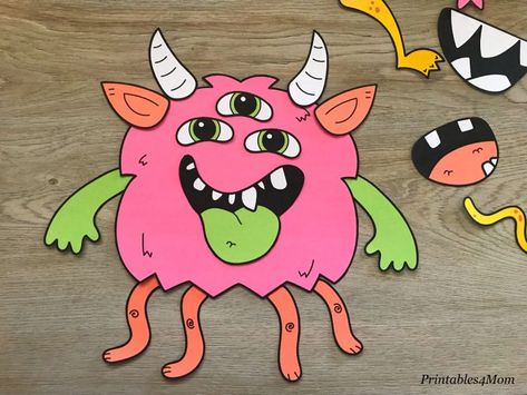 Printable Monster Faces, Build A Monster Worksheet, Roll A Monster Free Printable, Make Your Own Monster Free Printable, Build A Monster Free Printable, Build A Monster, Monster Printable, Storybook Crafts, Make A Monster