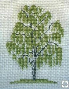 Cross Stitch Necklace, Thread Needle, Cross Stitch Landscape, Nature Cross Stitch, Cross Stitch Tree, Cross Stitch Patterns Flowers, Cross Stitch Pictures, Cross Stitch Funny, Cross Stitch Cards