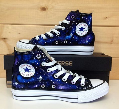 Galaxy converse! <3 Cool Converse, Cute Converse Shoes, Galaxy Converse, Galaxy Shoes, Cute Converse, Custom Shoes Diy, Star Converse, Dr Shoes, All Stars Converse