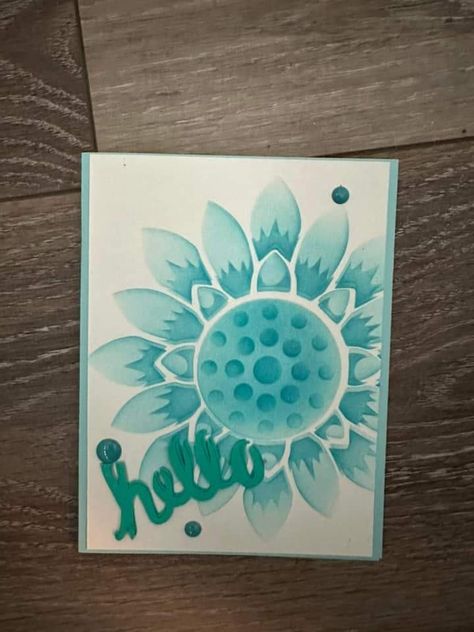 Gina K Designs Cards, Teal Sunflower, Sunflower Stencil, Stencil Cards, Layering Stencils, Gina K Designs, Sunflower Cards, Gina K, Design Projects