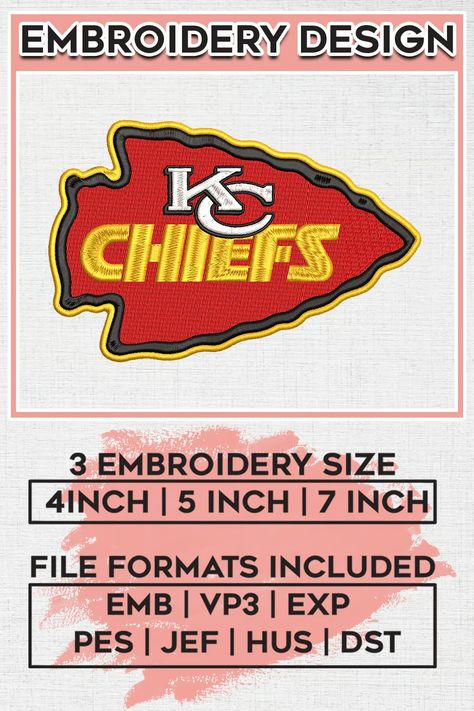 Kansas City Chiefs Embroidery Designs, NFL Chiefs , NFL Logo Embroidery Files, NFL Kansas City Chiefs Machine Embroidery Design, Digital Downlo - Payhip Tailgate Diy, Chiefs Embroidery, Nfl Chiefs, Kansas City Chiefs Logo, Chiefs Logo, Nfl Kansas City Chiefs, Nfl Logo, Nfl Fans, Football Nfl