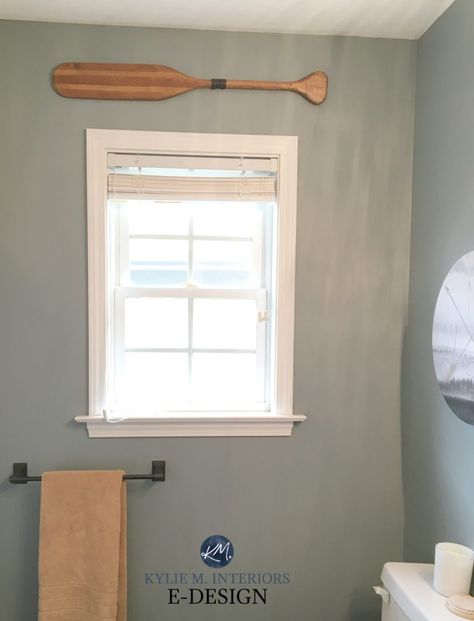 Paint Colour Review: Benjamin Moore Gibraltar Cliffs - Kylie M Interiors Benjamin Moore Paint Colors Gray, Gray Paint Colors Sherwin Williams, White Dove Benjamin Moore, Kylie M Interiors, Warm Grey Paint Colors, Blue Gray Paint Colors, Cabin Bathroom, Blue Green Paints, Blue Gray Paint