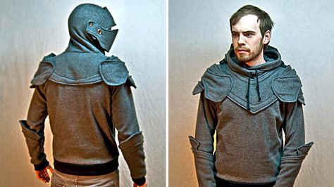 Knight Hoodie, Medieval Garb, Hoodie Tutorial, Armor Hoodie, Jaime Lannister, Suit Of Armor, Medieval Knight, Dress Up Outfits, Sons Birthday