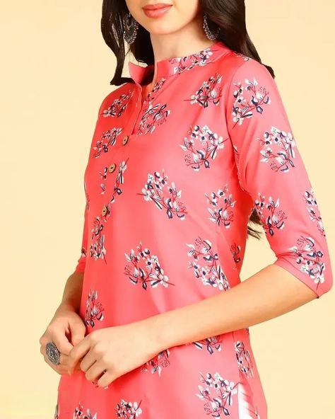 Women's printed Crepe Button kurti Size: S M L XL 2XL Neck Style: Chinese Neck Color: Pink Fabric: Crepe Pack Of: Single Type: Stitched Style: Floral Print Design Type: A-Line Sleeve Length: 3/4 Sleeve Occasion: Casual Kurta Length: Calf Length Within 6-8 business days However, to find out an actual date of delivery, please enter your pin code. •Care Instructions: Dry Clean Only •Fabric: crepe, hard finish soft and comfortable fabric inside •Neck: Mandarin/Ch... Pin Code, Floral Print Design, Pink Fabric, How To Find Out, A Line, Floral Print, Print Design, Floral Prints, Sleeve Length