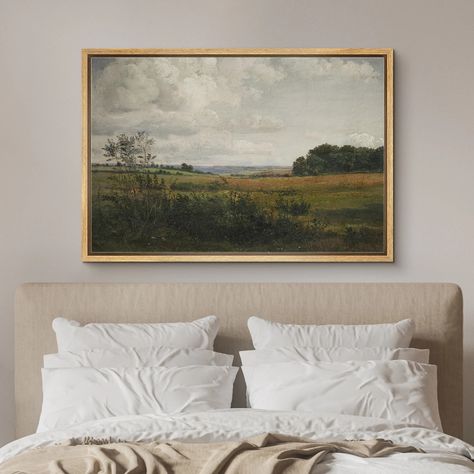 IDEA4WALL Vintage Rural Countryside Nature Landscape Modern Farmhouse Decor Framed Canvas Print Wall Art & Reviews - Wayfair Canada Farmhouse Artwork, Rustic Landscaping, Rustic Pictures, Landscape Modern, Tree Sketches, Countryside Landscape, Art Green, Landscape Artwork, Modern Farmhouse Decor