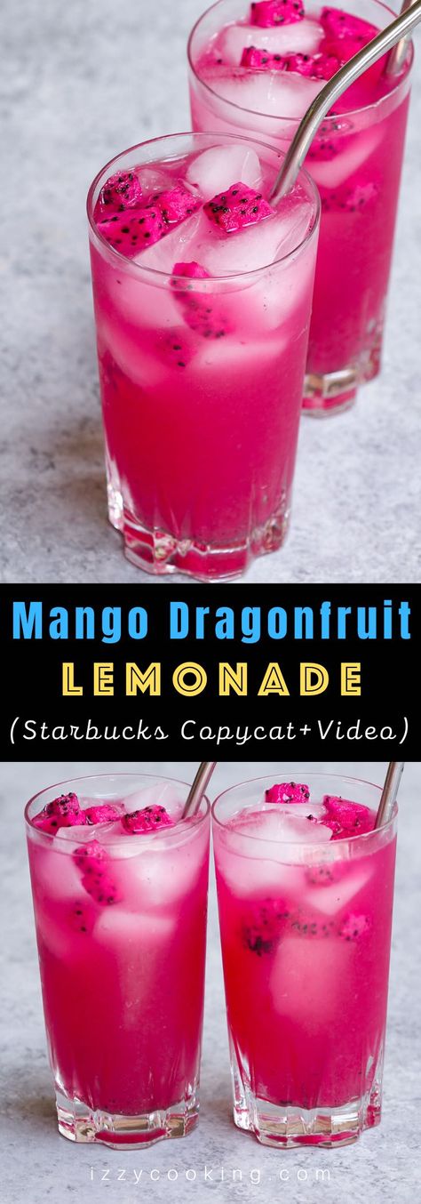 Mango Dragonfruit Lemonade Recipe ( VIDEO) How To Make A Mango Dragon Fruit Refresher From Starbucks, Starbucks Dragon Fruit Lemonade Recipe, How To Make Dragon Fruit Juice, Dragon Fruit Recipe Starbucks, How To Make Starbucks Mango Dragonfruit Lemonade, Mango Dragonfruit Refresher Recipe With Lemonade, Dragon Fruit Punch, How To Make Dragon Fruit Starbucks Drink, What To Make With Dragon Fruit