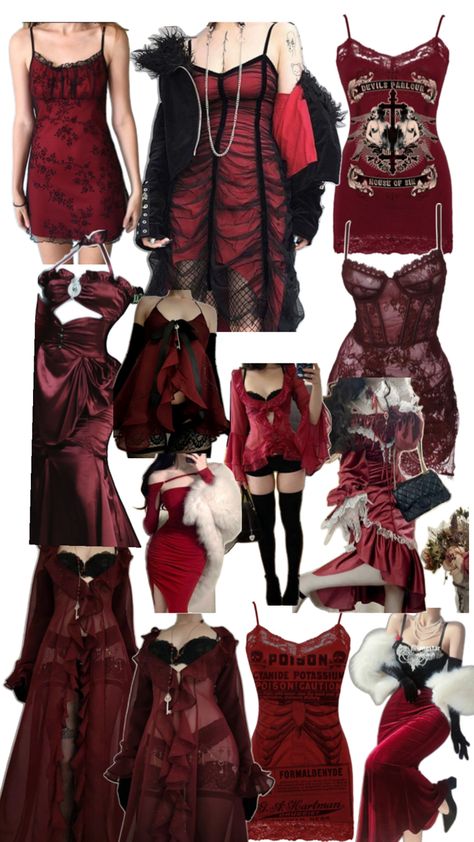 Dark Romantic Aesthetic Outfits, Goth Red Aesthetic, Romantic Goth Outfits Casual, Alt Dark Academia, Vampire Core Outfits, Red Whimsigoth, Red Goth Outfits, Vamp Style, Fashion Top Outfits