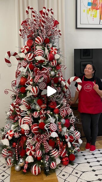 Antoinette Boston on Instagram: "Have you decorated a candy cane tree? How did you do? Do you agree that they are challenging? Tag me in your pictures. I want to see!  . . . . . #christmascountdown #candycane #christmastreedesigner #christmastree #absholidaydecor #navidad #demure #mindful #viral #love #reels #glamhome" Candy Cane Tree, Spiral Christmas Tree, Love Reels, Candy Cane Christmas Tree, Creative Christmas Trees, Christmas Themes Decorations, Christmas Tree Inspiration, Wreaths Diy, Christmas Tree Themes