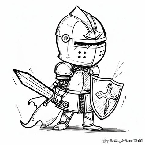 Knight Coloring Pages Free Printable, Knight Drawing Cartoon, Knight Coloring Pages, Cartoon Knight, Knight Drawing, Abc School, Symbol Drawing, Brag Tags, Knight Logo