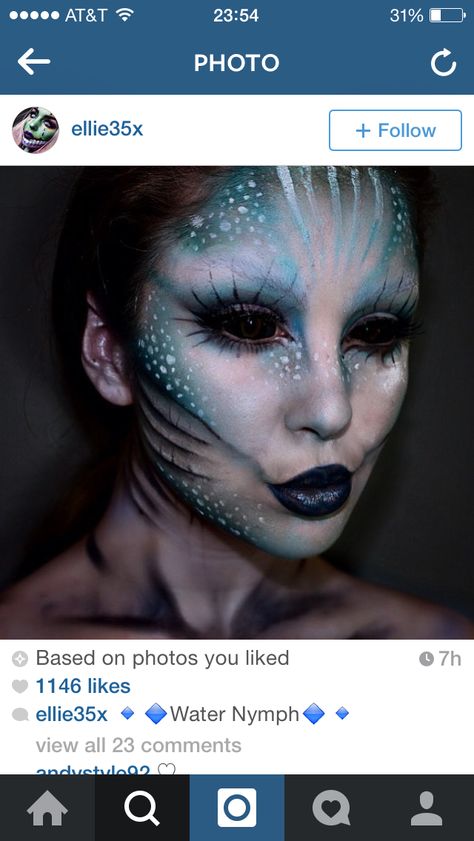 Scary mermaid ..add hook in cheek Scary Mermaid, Evil Mermaids, Siren Costume, Drag Make-up, Mermaid Halloween, Mermaid Makeup, Special Effects Makeup, Halloween Costumes Makeup, Fx Makeup