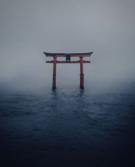 Blue Samurai Aesthetic, Japanese Gate, Japanese Shrine, Aesthetic Blue, The Mist, Wallpaper For Your Phone, Mist, Gate, Lost