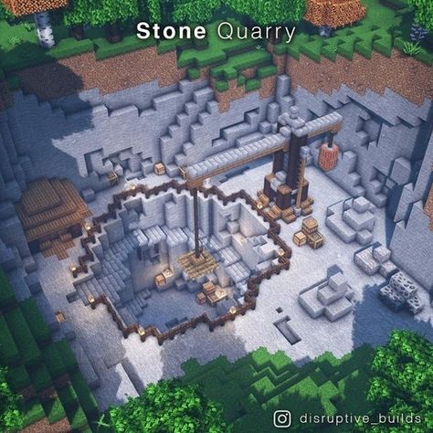 Minecraft Builds & Tutorials shared a photo on Instagram: “Check out this Stone Quarry! Made by: @disruptive_builds” • See 139 photos and videos on their profile. Disruptive Builds, Construction Minecraft, Minecraft Kingdom, Minecraft Decoration, Minecraft Structures, Minecraft House Plans, Bangunan Minecraft, Minecraft Farm, Stone Quarry