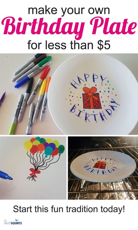 If you want to start an easy birthday tradition in your home, start by making a cute birthday plate in three easy steps. These plates can be used and re-used for every special birthday boy and girl on their special day each year. Plus, it's unique and made with love so everyone in the family will love it even more. Check out how to make it in three easy steps. Birthday Plates Diy, Diy 1st Birthday Decorations, Bday Party Boy, Traditions To Start, Baby Art Projects, Birthday Traditions, Twins 1st Birthdays, Birthday Decorations Kids, Easy Birthday