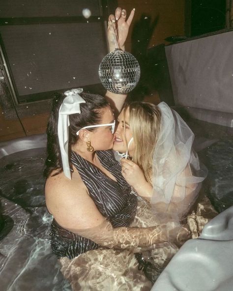 Ever thought that jumping in the hot tub at the end of your elopement day sounds like a whole lotta fun? 👉 Swipe to see these two brides make it their reality. 🪩 Captured by the brilliant @mckenzie_bigliazzi Two Brides Wedding, Nonbinary Wedding, Two Brides, Modern Wedding Inspiration, Lgbtq Wedding, Lesbian Wedding, Wedding Story, Sounds Like, Wedding Modern