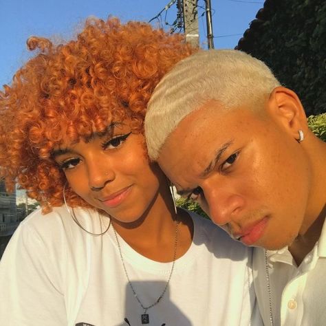 Waves Hairstyle Men, Sister Poses, Ginger Black, Black Couple Art, Aesthetic Brown, Black Family, Black Couple, Dyed Hair Inspiration, Cute Couple Outfits