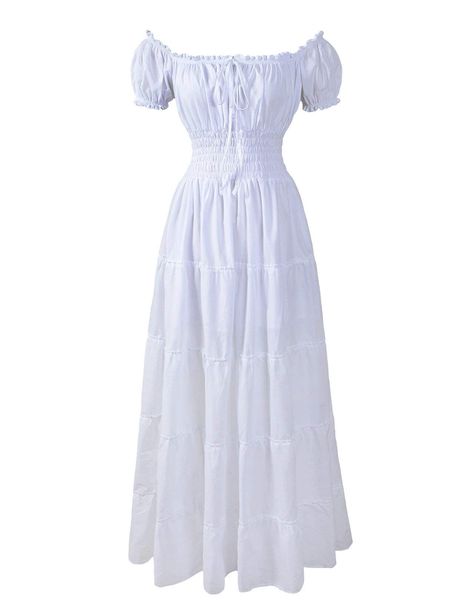 PRICES MAY VARY. Cotton Pls pay attention to the length of the dress Length 52" 100% Cotton  The standard shipping time is about 10 business days for US, Europe and Asia, instead of 17 - 28 business days on Amazon fixed shipping template.   Item: Renaissance Dress Costume Pirate Peasant Wench Medieval Boho Chemise   Fabric: 100% Cotton   Ruffled neckline, maybe worn over or off the shoulders   The A-Line Design Allows Plenty Of Room For Walking   Elasticized waist   Fit For Pirate, Peasant Wench Costume Pirate, Pirate Wench, Boho Fabric, Ruffled Neckline, Dress Out, Dress Costume, White Dresses, Flowy Dress, Costume Dress