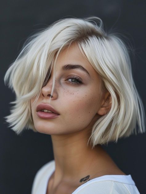 Blonde Bob Hairstyles: Chic Cuts and Styling Tips for Timeless Elegance Blonde Bob Thick, Yellow Bob Hair, Blond Short Hairstyles, Bleach Blonde Bob, White Blonde Bob, Gorgeous Haircuts, Blonde Short Bob, The Perfect Blonde, Short Bleached Hair