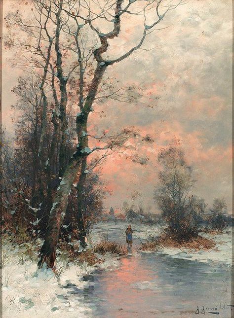 Winter Artist; Gernot Rasenberger. German 1940.: Era Victoria, Winter Picture, Winter Landscape Painting, Frosé, Winter Painting, 수채화 그림, Paintings I Love, Winter Art, Jack Frost