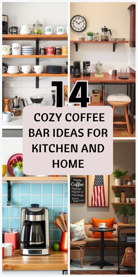 Limited on space? No problem! Explore practical coffee bar solutions designed for kitchens of all sizes, making it easy to enjoy your daily coffee ritual! Repurposed Coffee Bar Ideas, Small Diy Coffee Bar, Living Room Coffee Bar, Coffee Bar Ideas For Kitchens, Coffee Bar Wall Ideas, Coffee Station Shelf, Coffee Area In Kitchen, French Country Coffee Bar, Coffee Bar Built In