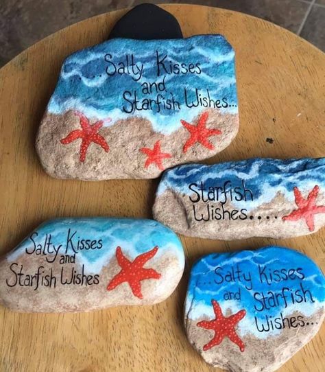 Stone Art Painting, Painted Rocks Kids, Painted Rocks Craft, Painted Rocks Diy, Painted Shells, Rock Painting Ideas Easy, Rock Painting Patterns, Art Ocean, Rock Painting Designs