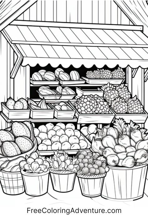 👩‍🌾🍇🍅 Get your little ones excited for grocery shopping with our Free Printable Market Stand! This vibrant and engaging Vegetable and Fruit Page is perfect for kids and adults who want to learn more about different produce. Download now for some farm-fresh fun! ✨ Market Stands, Vegetable And Fruit, Farm Fresh, Grocery Shopping, Printable Coloring Pages, Printable Coloring, Country Living, Adult Coloring Pages, Farmers Market