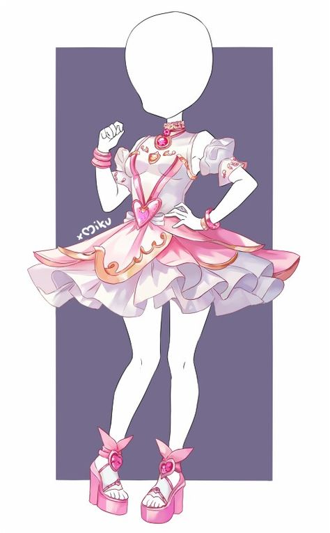 Magical Girl Outfit Ideas Drawing, Magical Girl Posing Reference, Pink Magical Girl, Outfits For Ocs, Magical Girl Outfit, Love Goddess, Silly Clothes, Magical Dress, Art Style Challenge