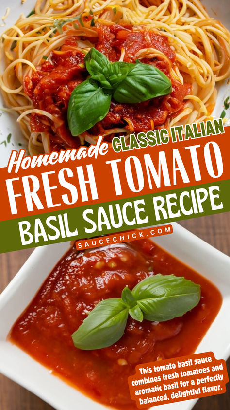 Tomato Basil Sauce Recipe Fresh Tomato Basil Sauce, Tomato Basil Sauce Recipe, Basil Sauce Recipe, Homemade Tomato Pasta Sauce, Tomato Basil Pasta Sauce, Basil Pasta Sauce, Easy Pasta Sauce, Tomato Basil Sauce, Basil Sauce