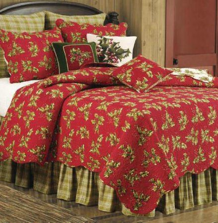 Holiday Bed, Christmas Bedding Set, April Cornell, Red Bedding, Christmas Bedding, Holiday Quilts, Red Quilts, Christmas Bedroom, Quilted Sham