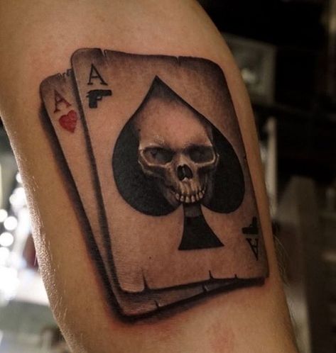 Aces And 8s Tattoo, Aces And Eights Tattoo Ideas, Aces Tattoo Design, Ace Card Tattoo Design, Poker Cards Tattoo, 4 Aces Tattoo, Poker Card Tattoo, Playing Cards Tattoo Design, Gambler Tattoo