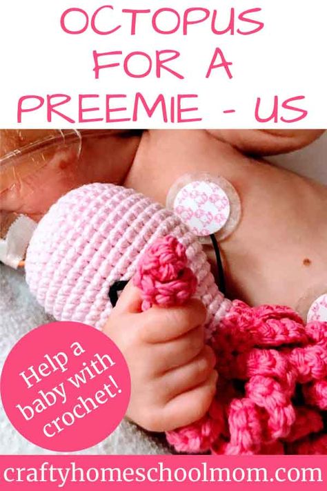 Learn more about the Octopus for a Preemie - US organization including where to find the octopus crochet pattern, how the organization works, what kind of yarn to use, and more!  #octo4apreemie #crochetoctopus Premi Octopus Crochet Pattern, Crochet Premie Octopus Pattern, Crochet Octopus For Preemies Free Pattern, Crochet Octopus Free Pattern Preemie, Octopus For Preemies Pattern Free, Nicu Jellyfish Crochet Pattern, Premie Octopus Crochet Pattern Free, Crochet For Preemies Nicu, Nicu Octopus Crochet Pattern