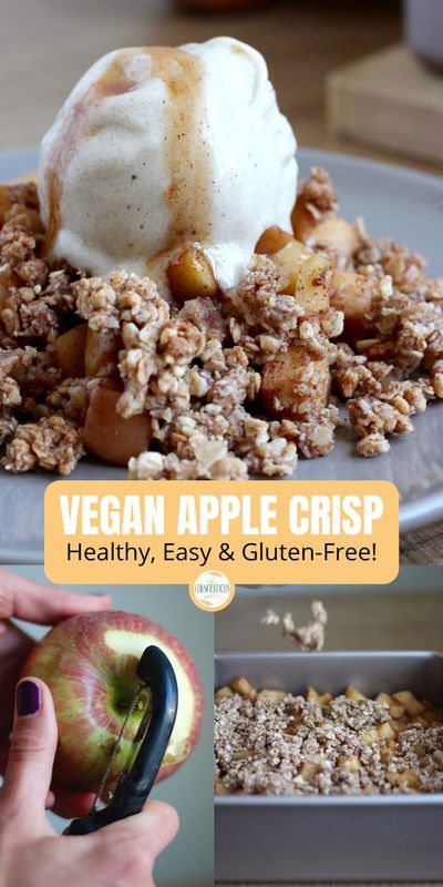 Sweetened with pure maple syrup and topped with an oaty, nut topping, this healthy and easy Vegan Apple Crisp is the perfect fall dessert! | The Conscientious Eater Applecrisp Crumble, Cozy Desserts, Vegan Apple Crisp Recipe, Vegan Crumble, Best Apple Crisp Recipe, Vegan Apple Crisp, Healthy Apple Crisp, Caramel Apple Crisp, Easy Apple Crisp Recipe