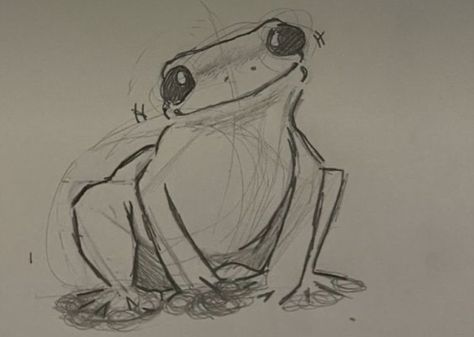 Frog Hopping Drawing, Science Sketches Art, Drawing References Animals, Cute Sketches Animals, Drawing Ideas Easy Doodles Sketches Inspiration, Easy Beginner Sketches, Flying Animals Drawing, Drawings Tutorials Step By Step, Frog Drawing Reference